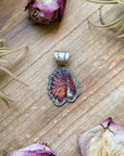 Sterling Silver Sunset Purple Spiny Oyster Chief Head Pendant – Handmade by Artist Shay Pfeiffer
