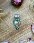 Sterling Silver Ribbon Royston Turquoise Heart Pendant – Fits Up to 10mm Beads – Artist Shay Pfeiffer
