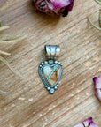 Sterling Silver Ribbon Royston Turquoise Heart Pendant – Fits Up to 10mm Beads – Artist Shay Pfeiffer