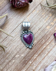 Sterling Silver Purple Spiny Oyster Heart Pendant – Handmade by Artist Shay Pfeiffer