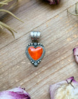 Sterling Silver Orange Spiny Oyster Heart Pendant – Handmade by Artist Shay Pfeiffer