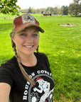 Bourbon Cowgirl Distressed Red Snap Back Trucker Hat