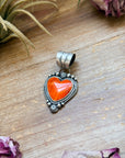 Sterling Silver Orange Spiny Oyster Heart Pendant – Handmade by Artist Shay Pfeiffer