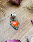 Sterling Silver Orange Spiny Oyster Heart Pendant – Handmade by Artist Shay Pfeiffer