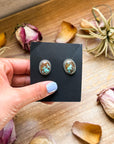 Sterling Silver Rising Phoenix Turquoise Stud Earrings – Handmade by Artist Jason Ogg