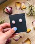 Sterling Silver Pink Conch Stud Earrings – Handmade by Artist Jason Ogg
