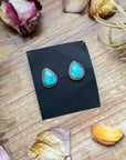 Sterling Silver Whitewater Turquoise Stud Earrings – Handmade by Artist Jason Ogg