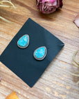 Sterling Silver Whitewater Turquoise Stud Earrings – Handmade by Artist Jason Ogg
