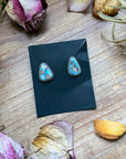 Sterling Silver Golden Hill Turquoise Stud Earrings – Handmade by Artist Jason Ogg