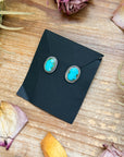 Sterling Silver Sonoran Mountain Turquoise Stud Earrings – Handmade by Artist Jason Ogg