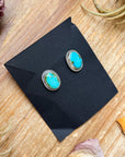 Sterling Silver Sonoran Mountain Turquoise Stud Earrings – Handmade by Artist Jason Ogg
