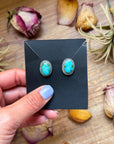 Sterling Silver Sonoran Mountain Turquoise Stud Earrings – Handmade by Artist Jason Ogg