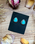 Sterling Silver Whitewater Turquoise Stud Earrings, Artist Jason Ogg