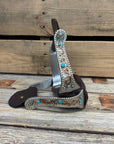 Hand Engraved Copper and Turquoise Angled Barrel Racing Western Stirrups BRS101