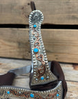 Hand Engraved Copper and Turquoise Angled Barrel Racing Western Stirrups BRS101