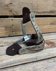 Hand Engraved Copper and Turquoise Angled Barrel Racing Western Stirrups BRS101