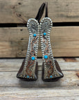 Hand Engraved Copper and Turquoise Angled Barrel Racing Western Stirrups BRS101