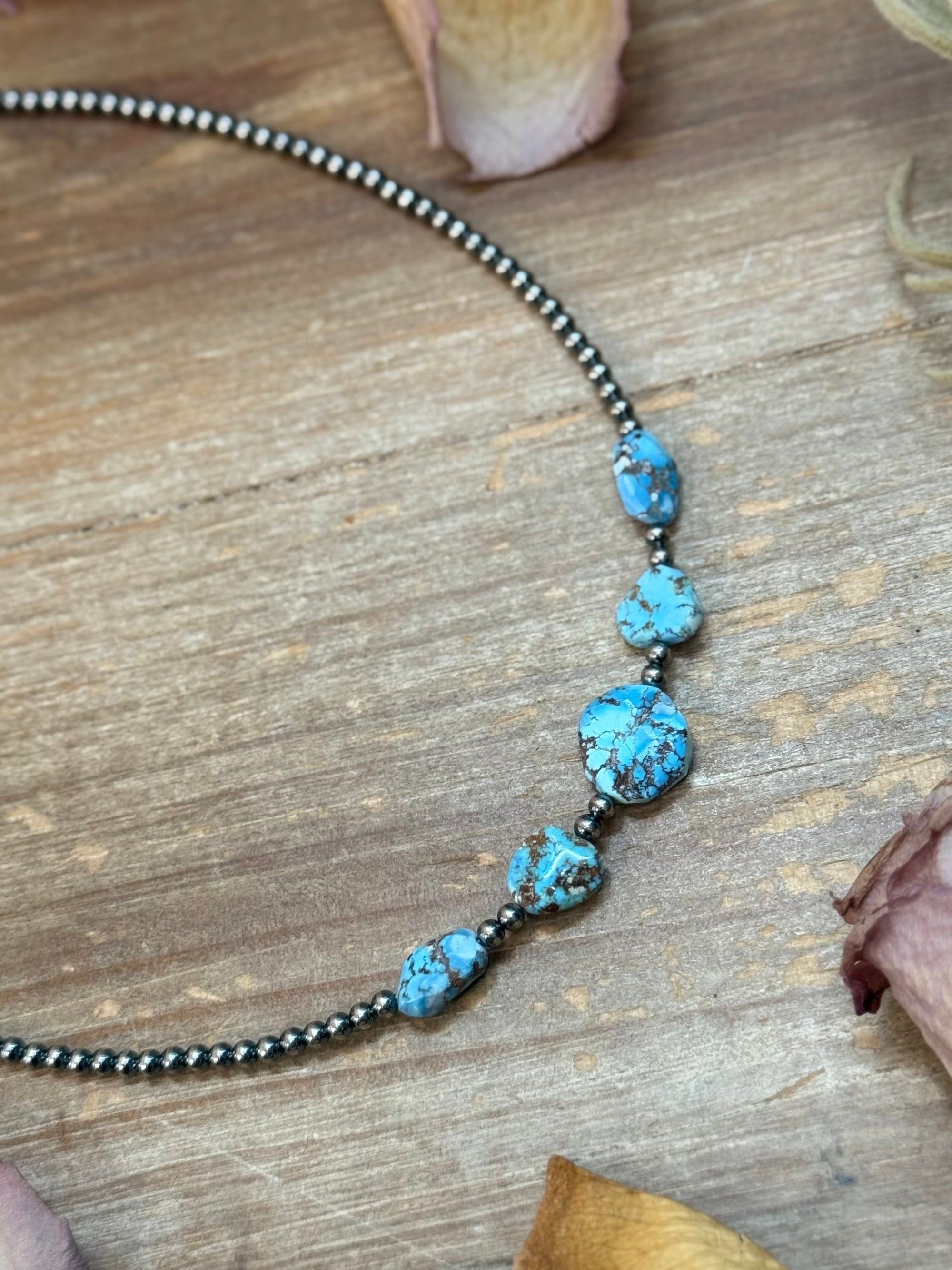 Golden Hills Turquoise &amp;amp; Sterling Silver Pearl Necklace – 16 Inch