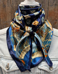 35X35"  Blue Multi-Floral Wild Rag / Scarf WR914X