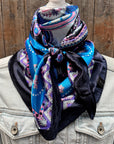 35X35"  Blue/Pink/Purple Paisley Wild Rag / Scarf WR3406X