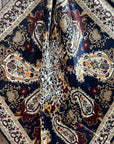 35X35" Navy and Gold Flowers and Paisley Wild Rag / Scarf WR1030X