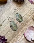 Sterling Silver Ribbon Royston Turquoise Dangle Earrings – Handmade by Artist Jason Ogg