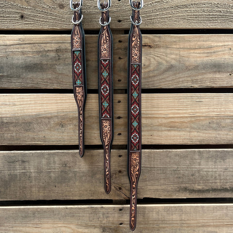 Red and Brown Beaded Dog Collar #DC450