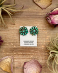 Sterling Silver Green Turquoise & Pearl Stud Earrings – Native Made by J. W.
