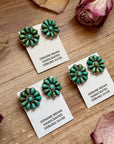 Sterling Silver Green Turquoise & Pearl Stud Earrings – Native Made by J. W.