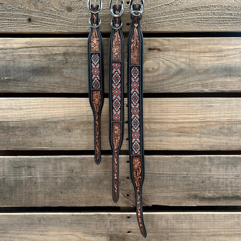 Peach and Black Beaded Dog Collar #DC445
