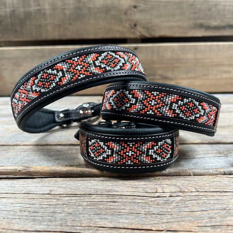 Peach and Black Beaded Dog Collar #DC445