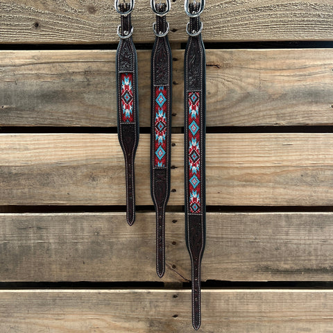 Red and Blue Beaded Dog Collar #DC442