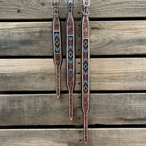 Brown and Blue Beaded Dog Collar #DC438