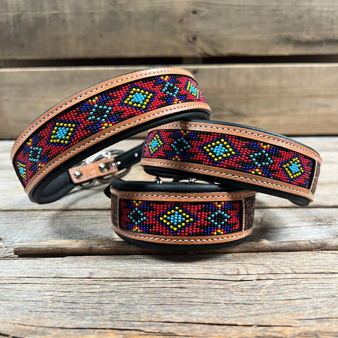 Red and Purple Beaded Dog Collar #DC437