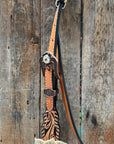 Floral Whipstitch Champagne and Clear Browband - Triangle / Gladiator Breastcollar Tack Set 