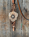 Floral Whipstitch Champagne and Clear Browband - Triangle / Gladiator Breastcollar Tack Set 