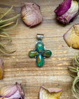 Sterling Silver Green Turquoise Cross Pendant
