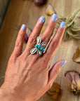 Sterling Silver Butterfly Ring with Kingman Turquoise – Adjustable