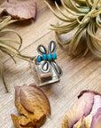 Sterling Silver Butterfly Ring with Kingman Turquoise – Adjustable