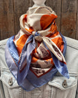 35X35" Orange and Blue Floral Wild Rag / Scarf WR3426