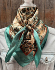 35X35" Emerald and Tan Floral Wild Rag / Scarf WR3448