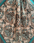 35X35" Emerald and Tan Floral Wild Rag / Scarf WR3448
