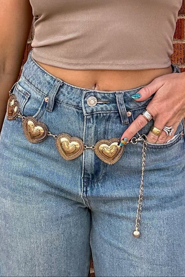 The Hattie Heart Belt in Gold