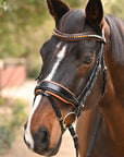 The Tuscany Black Leather Rolled Leather Snaffle Bridle with Removable Flash