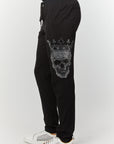 Men's Rhinestones Skull Slim Fit Sweatpants