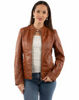 Zip Front Leather Jacket - L1168