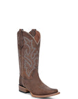 L6256 - WOMEN'S EMBROIDERY CHOCOLATE WIDE SQUARE TOE CIRCLE G COWBOY BOOT