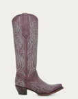 A4698 - WOMEN'S BLUE AND YELLOW EMBROIDERY LUMINESCENT DARK PINK TALL TOP SNIP TOE COWBOY BOOT