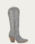 Z5378 - WOMEN'S CRYSTALS AND FALSE PEARLS TALL TOP SILVER POINTED TOE COWBOY BOOT
