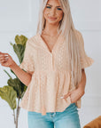 Jovie Split V Neck Babydoll Top
